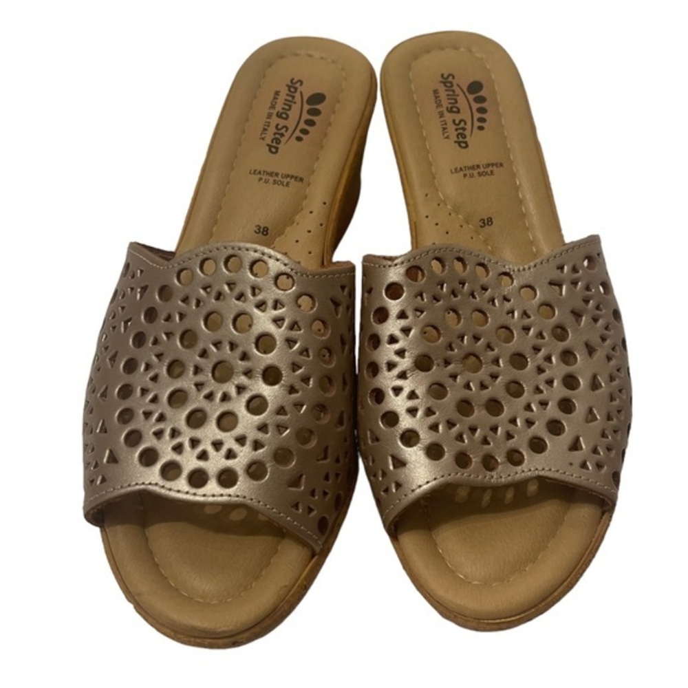 Spring Step Womens Martha Wedge Open Toed Sandal Size 38 (7.5 US)